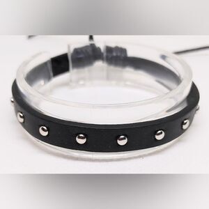 Men's bracelet leather studded black new e53‎